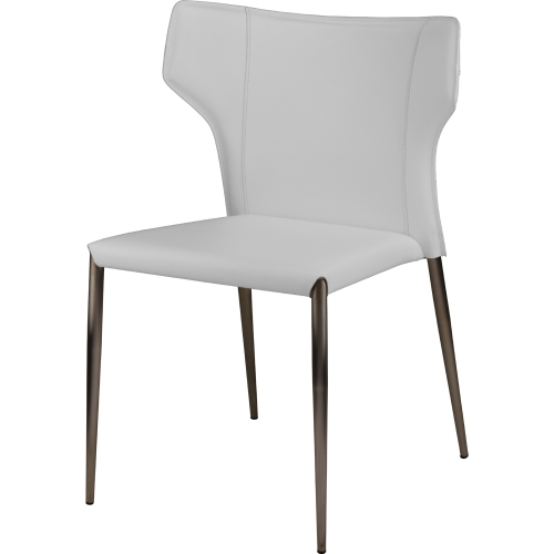 Wayne Dining Chair in White Leather on Brushed Stainless Legs